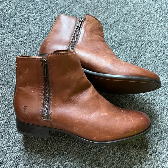 Frye Brown Leather Ankle Boots - Picture 2 of 6